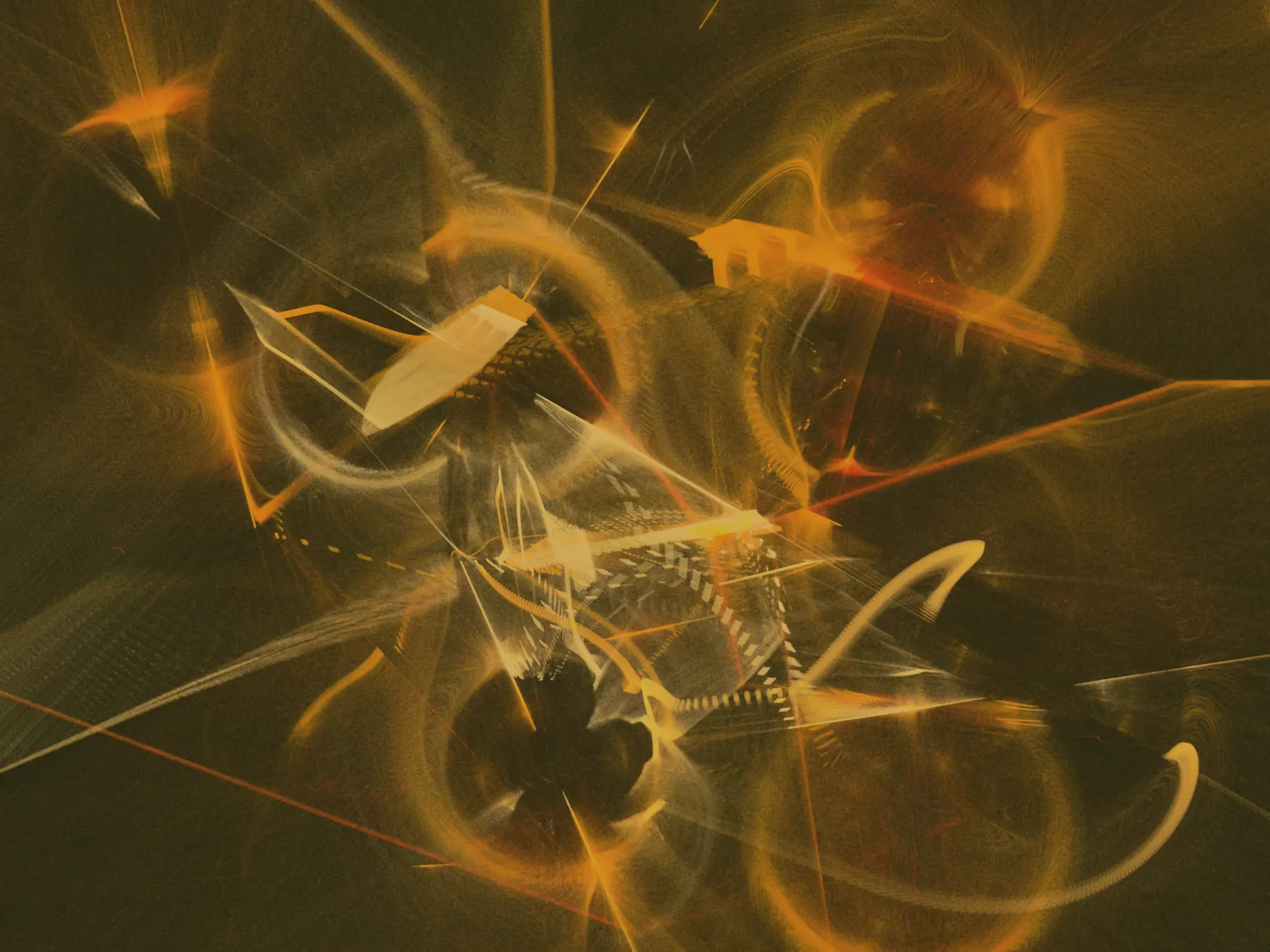 Edge of Space, No. 80 — amber and orange loops flaring against a near-black ground.